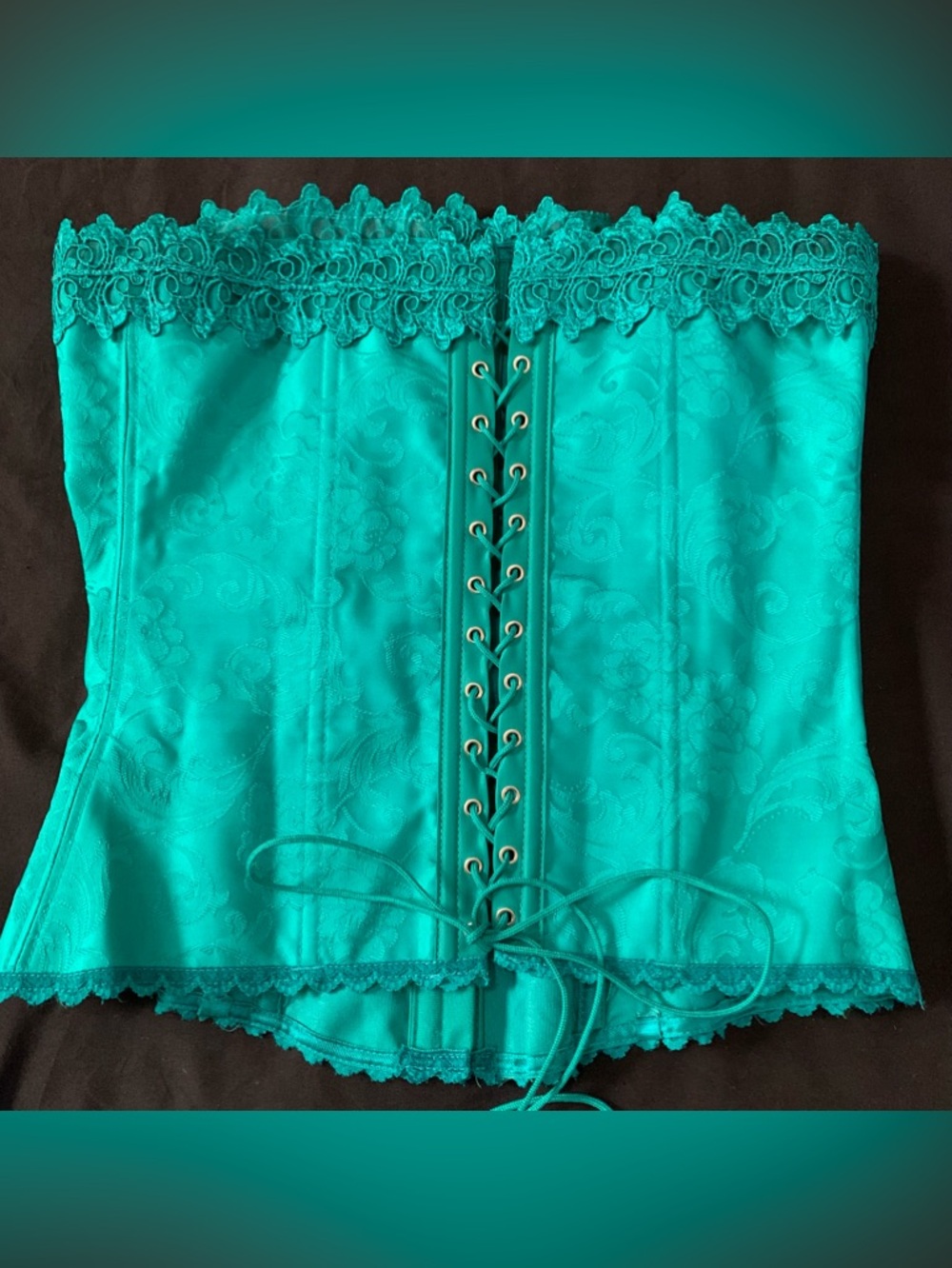 Fedricks Of Hollywood Teal Lace-Trim Corset - Style 7000